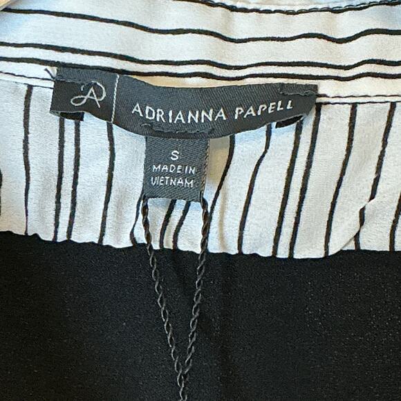 Adrianna Papell Striped Collared Knit V-Neck Flutter Sleeve Top Womens Small NWT - Picture 7 of 13